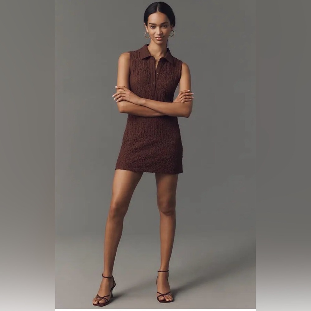 Anthropologie Sleeveless Textured Mini Shirt Dress Size S